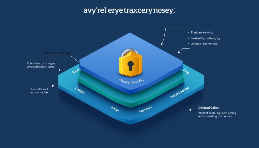 Layered cryptocurrency security strategy showing multiple protection methods working together