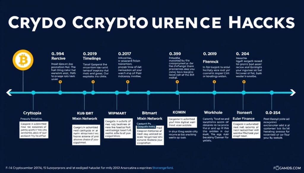 Timeline of major cryptocurrency exchange hacks from 2019 to 2024