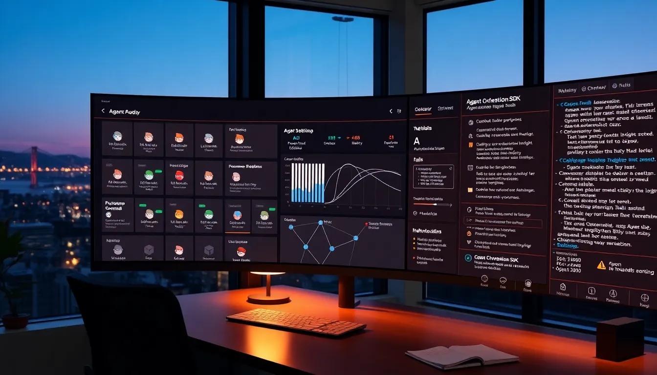Analyst reviews ASI decentralized agent marketplace dashboard in a San Francisco office.