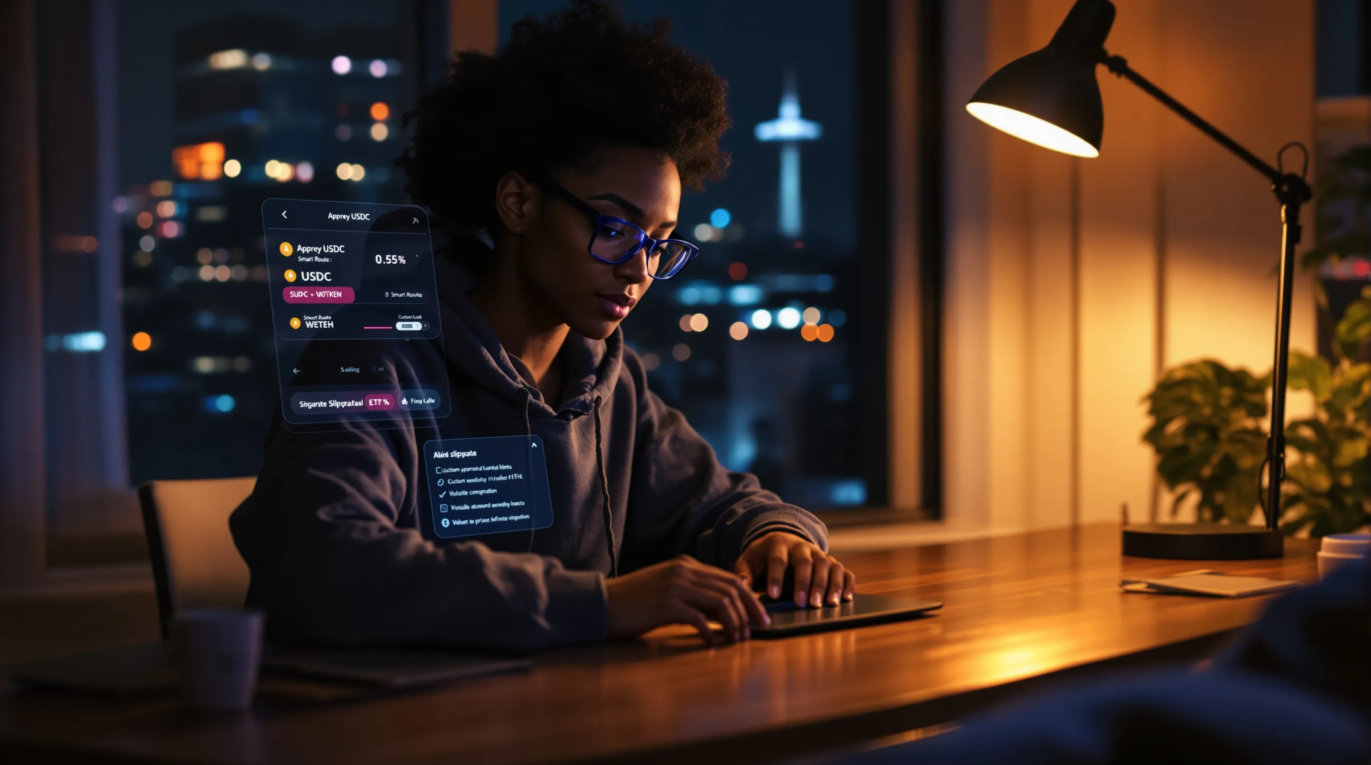 First-time user reviewing Uniswap swap, approval, routing, and gas fee details.